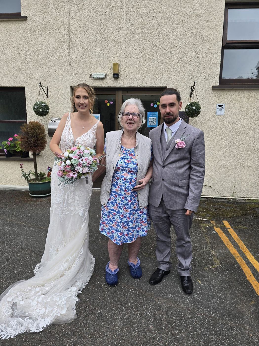 A family visiting their loved one at Rickeston Mill
